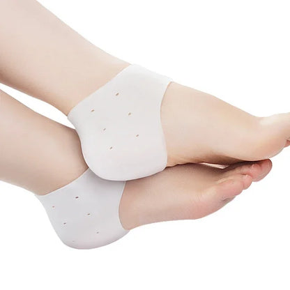 2Pcs Silicone Feet Care Socks Moisturizing Gel Heel Thin Socks with Hole Cracked Foot Skin Care Protectors Lace Heel Cover