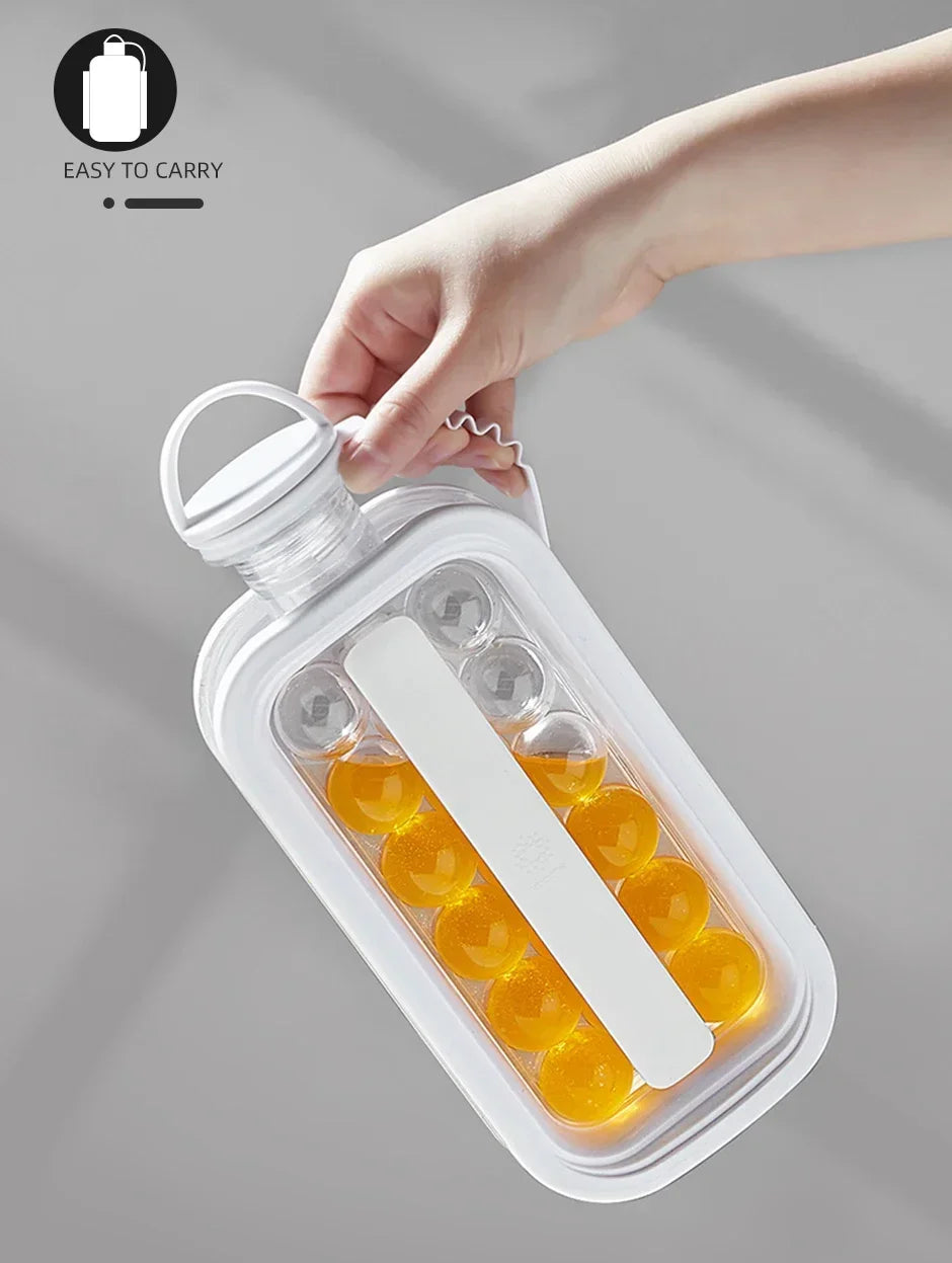 Portable 2-in-1 Folding Ice Maker Water Bottle Creative Ice Cube Mold Kitchen Bar Gadgets Ice Hockey Lattice Making Tool Kettle