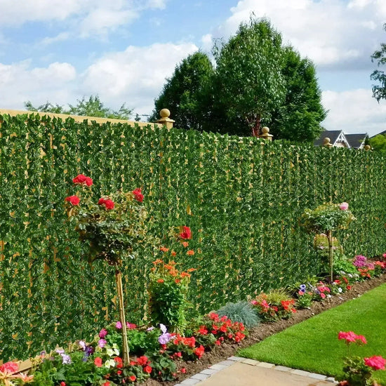 300cm Artificial Green Ivy Hedge Fence Panel Artificial Ivy Leaves Outdoor Home Garden Balcony Fence Screen Turf Decoration