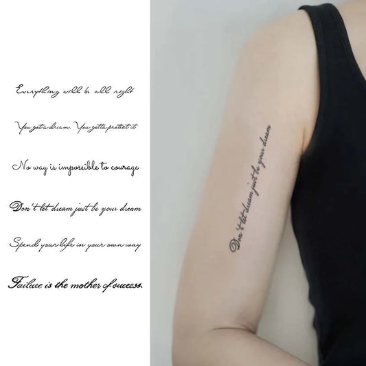 English sentence, lasting 1-2 weeks waterproof, temporary tattoo stickers, realistic semi-permanent fake tattoos for the arms