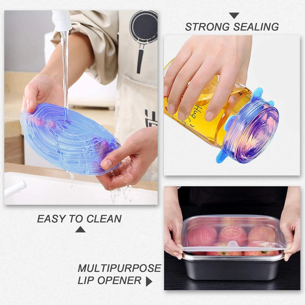 Silicone Stretch Lids Reusable Airtight Food Wrap Covers Keeping Fresh Seal Bowl Stretchy Wrap Cover Durable Food Storage Cover