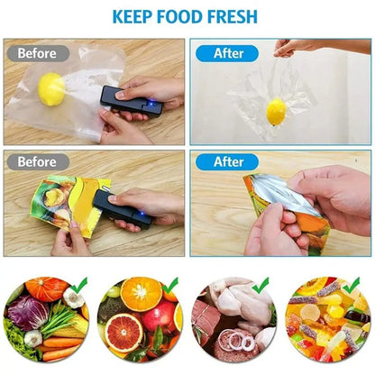 Mini Bag Sealer, 2 in 1USB Rechargeable Heat Sealer and Cutter, for Plastic Bags Food Snack Storage