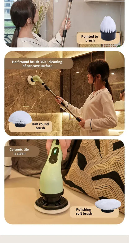 Electric multifunctional household kitchen bathroom glass long and short dual-use brush, handheld powerful cleaning brush