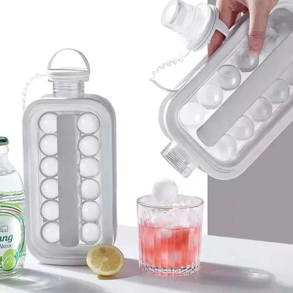 Portable 2-in-1 Folding Ice Maker Water Bottle Creative Ice Cube Mold Kitchen Bar Gadgets Ice Hockey Lattice Making Tool Kettle