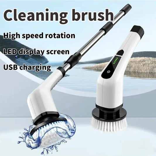 Electric multifunctional household kitchen bathroom glass long and short dual-use brush, handheld powerful cleaning brush