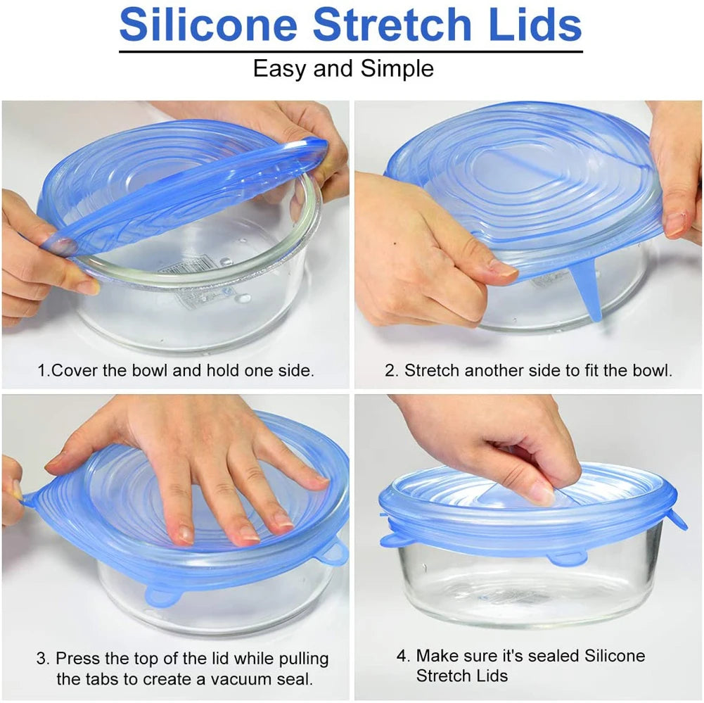 Silicone Stretch Lids Reusable Airtight Food Wrap Covers Keeping Fresh Seal Bowl Stretchy Wrap Cover Durable Food Storage Cover